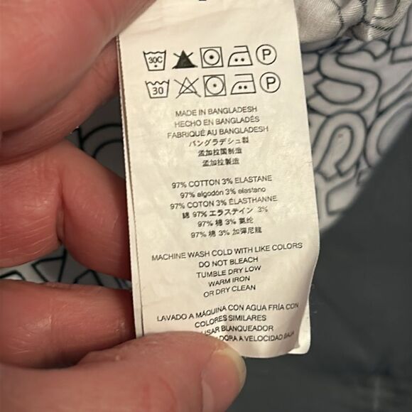 Men's Michael Kors MK Black White Logo Button Front Dress Shirt Size Medium - Picture 6 of 9